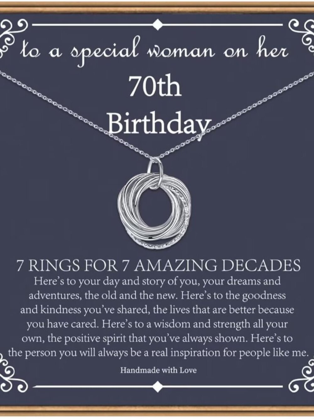 Milestone Elegance: 70th Birthday Intertwined Ring Necklace for Women